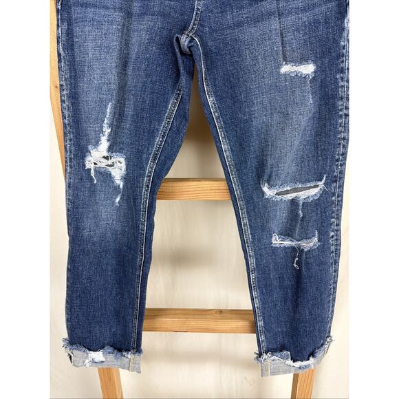 NWT KanCan Black Distressed Midrise Slim Boyfriend Cuffed Jeans 24 #0792 - Picture 3 of 6